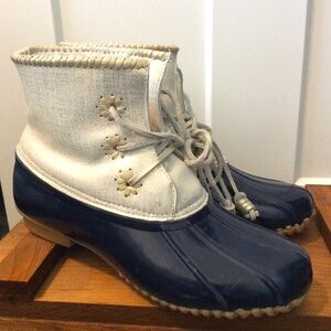 Jack Rogers Women's Duck Boots Pearl & Navy